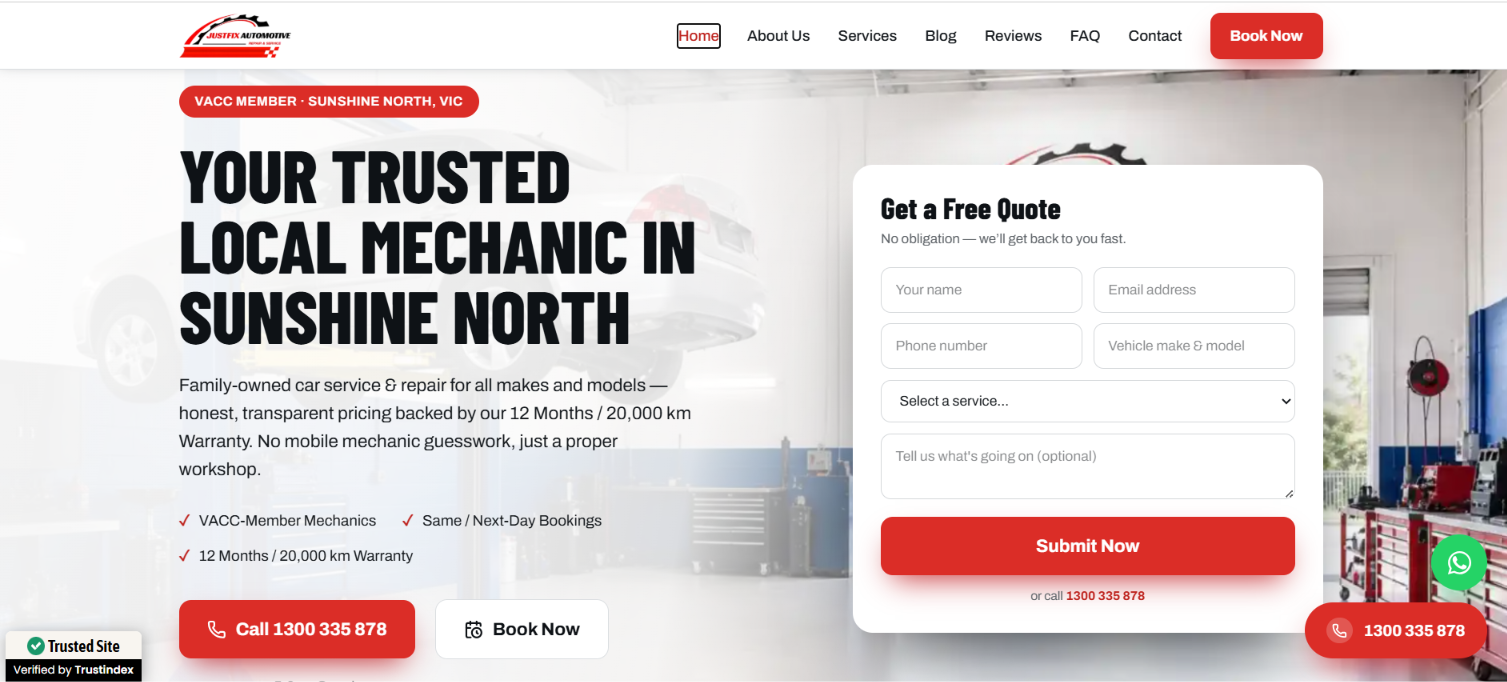JustFix Automotive — built by Mana Studio